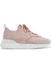 Tod's Woman Perforated Suede Sneakers Blush