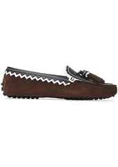 Tod's Woman Gommino Tasseled Leather And Suede Loafers Chocolate