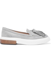 Tod's Woman Tasseled Suede Loafers Gray