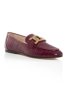 Tod's Women's Kate Croc Embossed Loafers