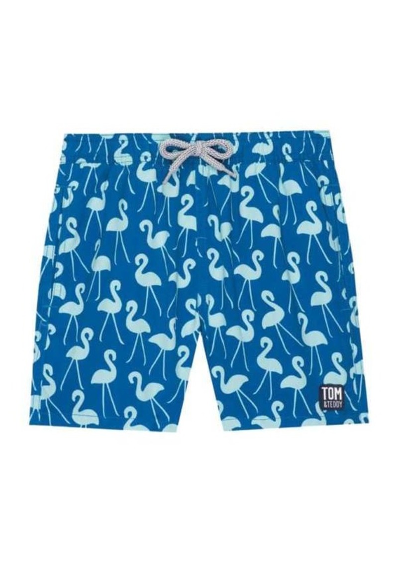 Tom & Teddy Flamingo Print Quick Drying Swim Trunks