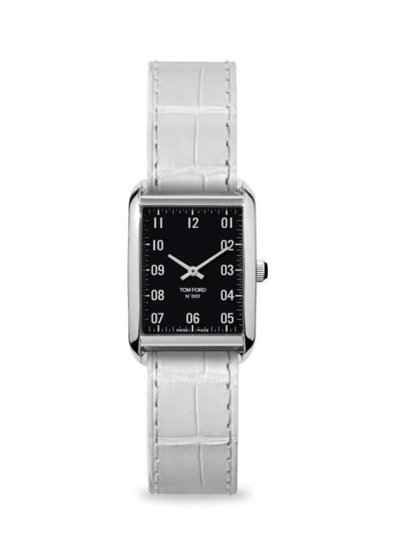 Tom Ford 27MM Stainless Steel & Leather Strap Watch