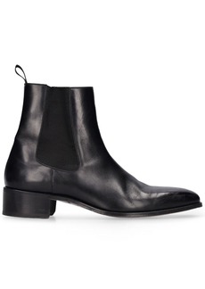 Tom Ford 40mm Burnished Leather Ankle Boots