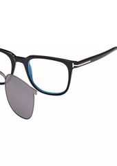 Tom Ford 50MM Square Clip-On Glasses