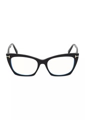 Tom Ford 54MM Cat-Eye Blue Block Optical Glasses