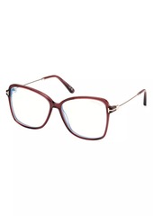 Tom Ford 55MM Blue Block Butterfly Eyeglasses