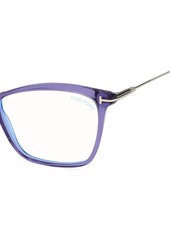 Tom Ford 56MM Square Blue Filter Eyeglasses