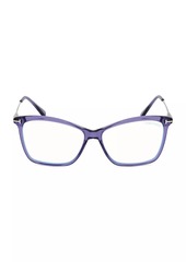 Tom Ford 56MM Square Blue Filter Eyeglasses