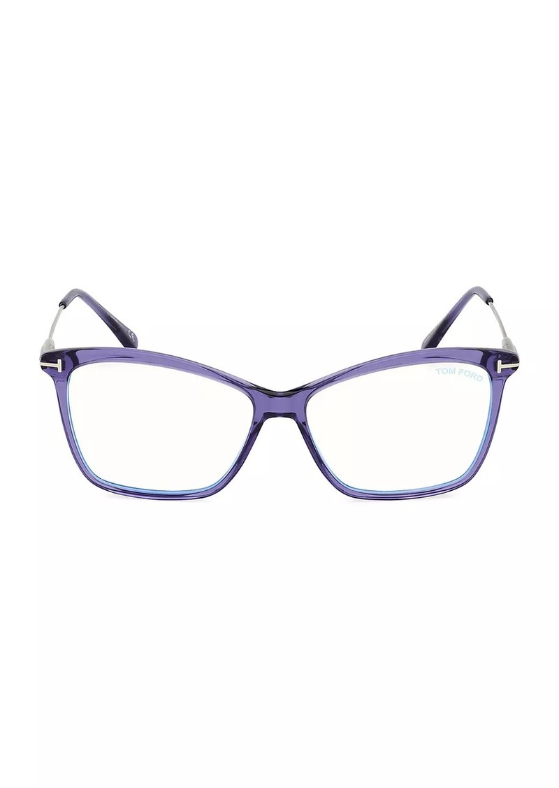 Tom Ford 56MM Square Blue Filter Eyeglasses