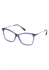 Tom Ford 56MM Square Blue Filter Eyeglasses