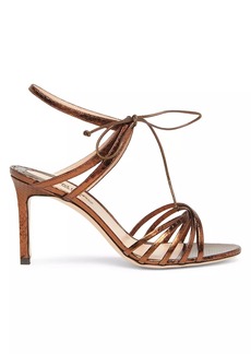 Tom Ford 85MM Laminated Ayers Snakeskin & Leather Ankle-Wrap Sandals