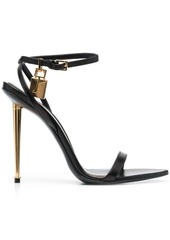 Tom Ford Black Sandals with Metal Heel and Padlock in Leather Woman