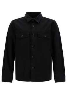 Tom Ford Black Shirt with Tonal Buttons and Patch Pockets in Cotton Man