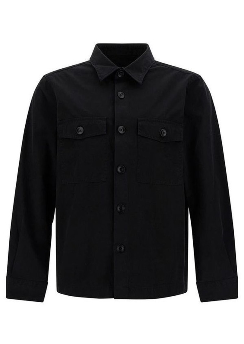 Tom Ford Black Shirt with Tonal Buttons and Patch Pockets in Cotton Man