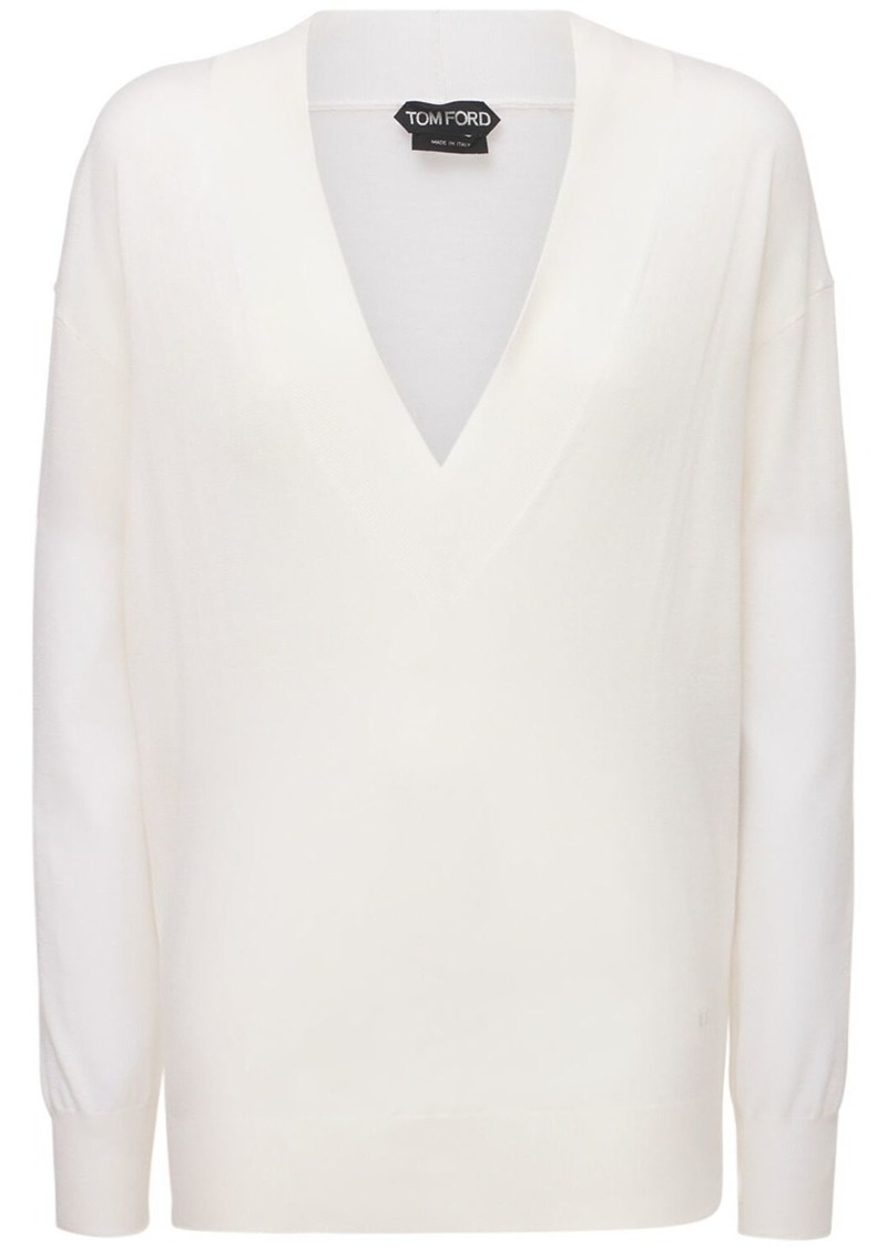 Tom Ford Cashmere & Silk Knit V Neck Sweater