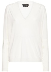 Tom Ford Cashmere Knit Top W/ Satin Inserts