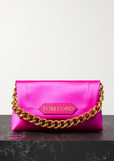 Tom Ford Chain Leather-trimmed Satin Clutch