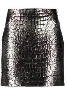 Tom Ford croc-effect metallic leather miniskirt