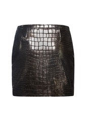 Tom Ford Croc Embossed Laminated Leather Skirt