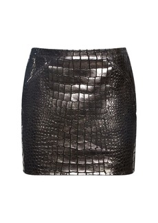 Tom Ford Croc Embossed Laminated Leather Skirt