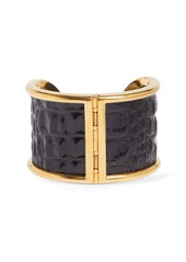 Tom Ford Embossed Leather & Brass Cuff Bracelet