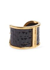 Tom Ford Embossed Leather & Brass Cuff Bracelet