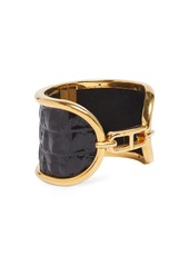 Tom Ford Embossed Leather & Brass Cuff Bracelet