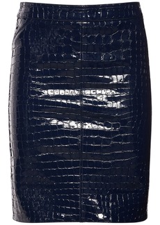 Tom Ford Glossy Croc Print Leather Mini Skirt