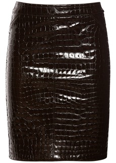 Tom Ford Glossy Croc Print Leather Mini Skirt