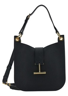 Tom Ford 'Tara' Black Handbag with T Signature Detail in Grainy Leather Woman
