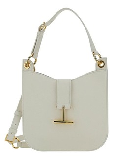 Tom Ford 'Tara' White Handbag with T Signature Detail in Grainy Leather Woman