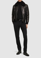 Tom Ford Grained Leather Down Bomber Jacket