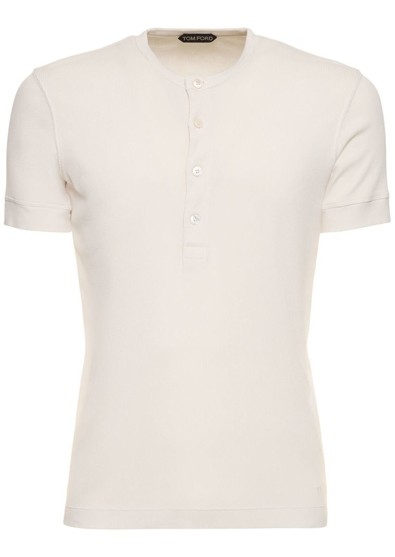 Tom Ford Henley Cotton & Lyocell Ribbed T-shirt