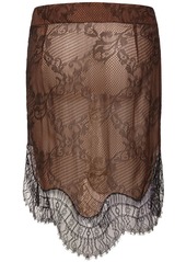 Tom Ford High Rise Midi Skirt W/ Lace