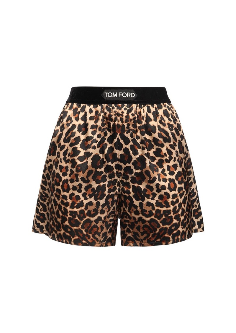Tom Ford Leopard Print Silk Satin Shorts