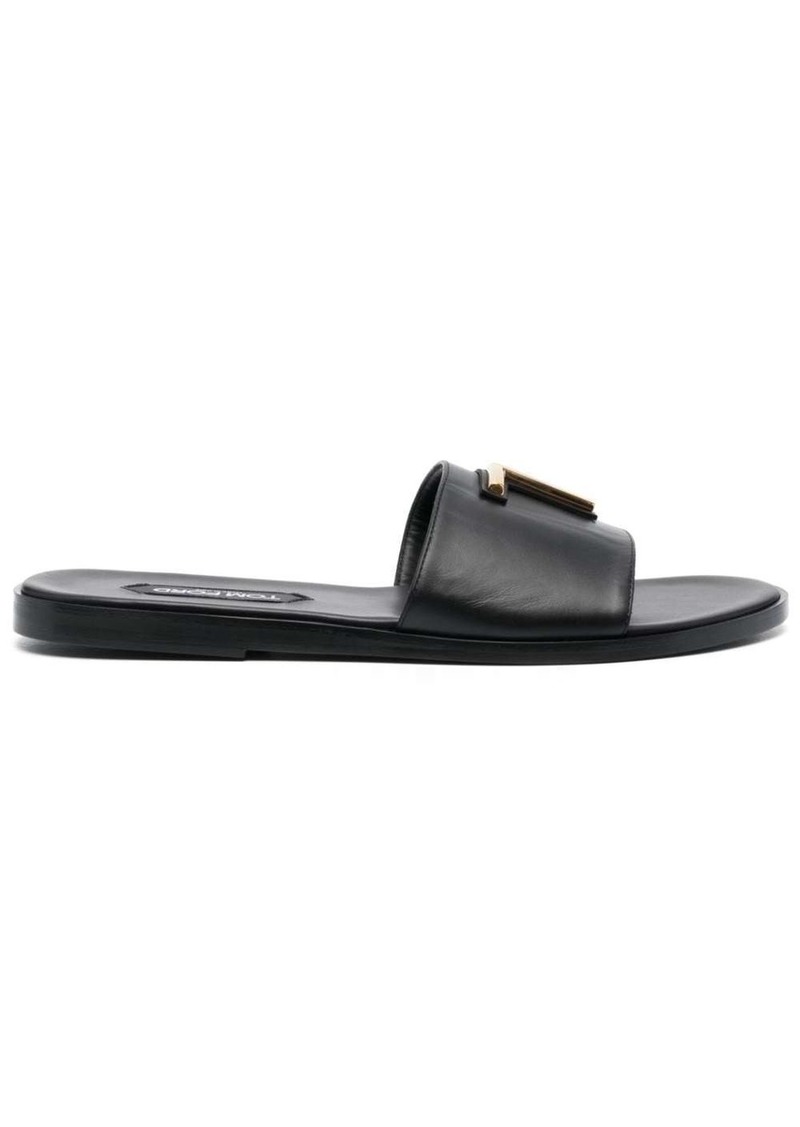 Tom Ford logo-plaque leather slides