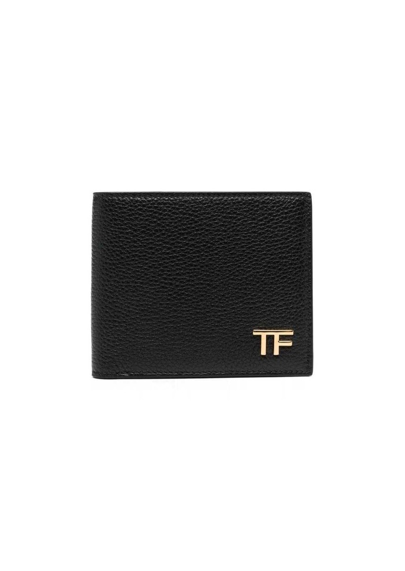 Tom Ford logo-plaque pebbled leather wallet