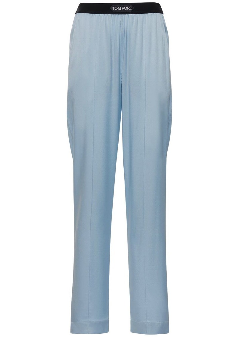 Tom Ford Logo Silk Satin Pajama Pants