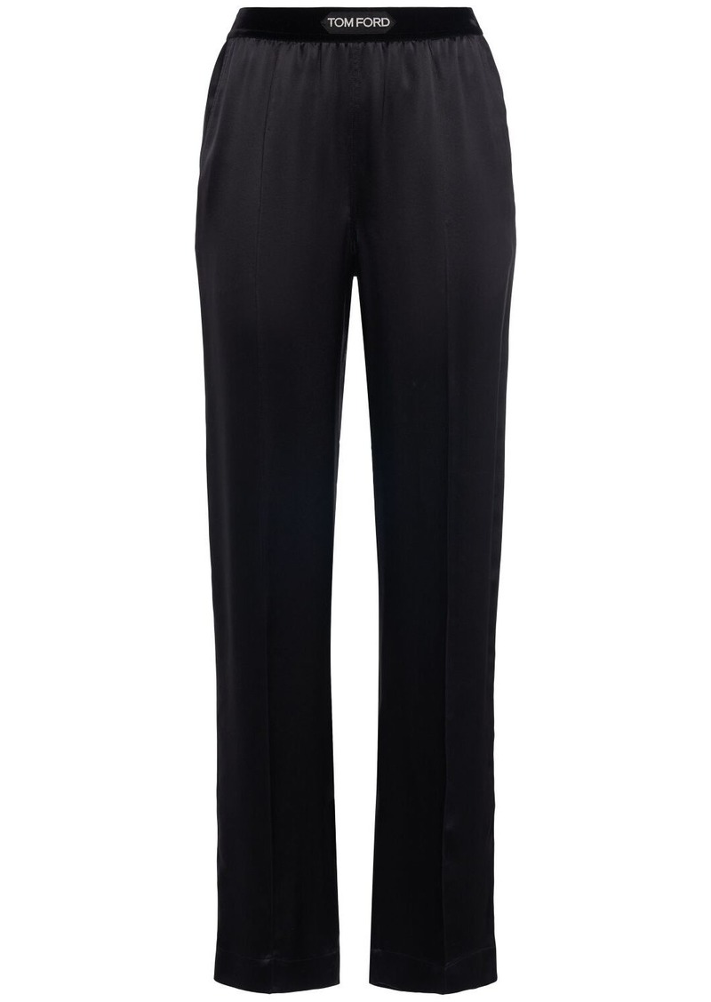 Tom Ford Logo Silk Satin Pajama Pants