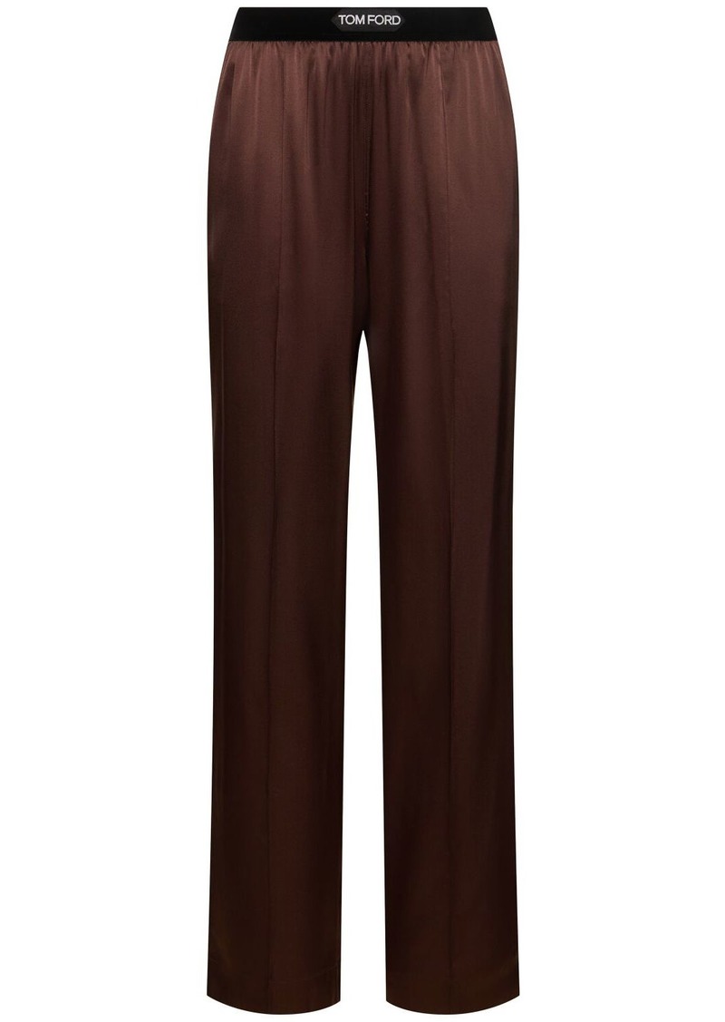 Tom Ford Logo Silk Satin Pajama Pants