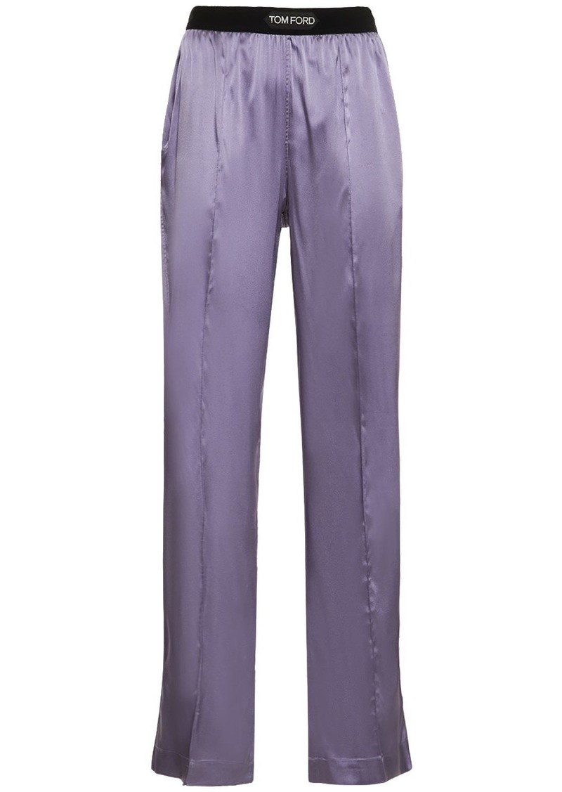 Tom Ford Logo Silk Satin Pajama Pants