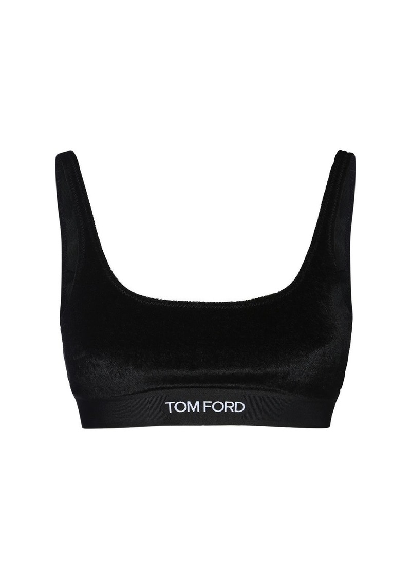 Tom Ford Logo Stretch Velvet Bra