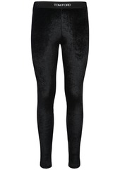 Tom Ford Logo Stretch Velvet Leggings