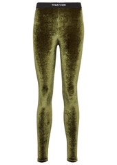 Tom Ford Logo velvet leggings