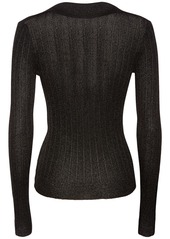 Tom Ford Lurex Ribbed Knit Long Sleeve Polo