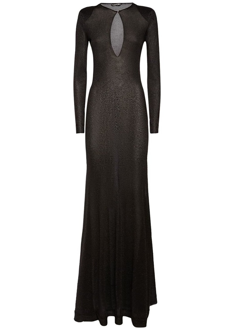 Tom Ford Lurex Viscose Jersey Long Dress W/cutout