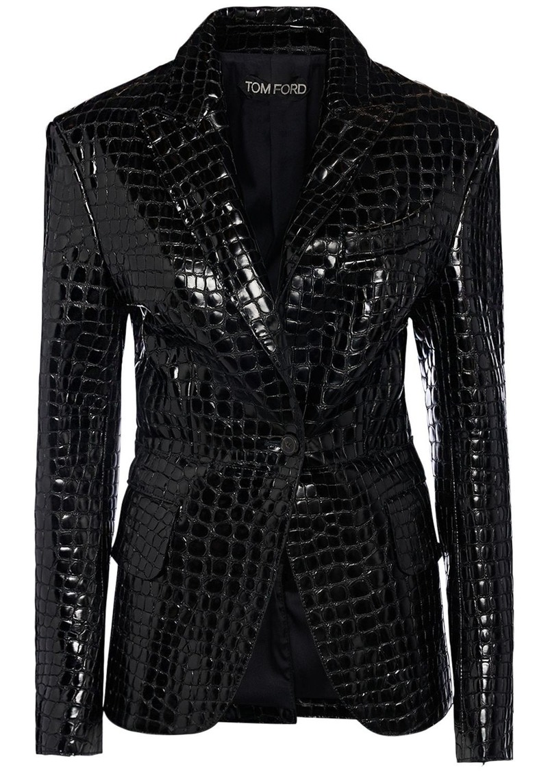 Tom Ford Lvr Exclusive Croc Emboss Leather Blazer