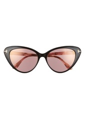 Tom Ford Harlow 56mm Gradient Cat Eye Sunglasses in Black/Pink Havana/Pink Flash at Nordstrom