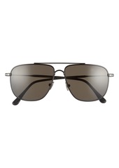 Tom Ford Len 58mm Polarized Navigator Sunglasses in Black/Smoke at Nordstrom