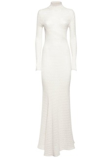 Tom Ford Openwork Turtleneck L/s Maxi Dress